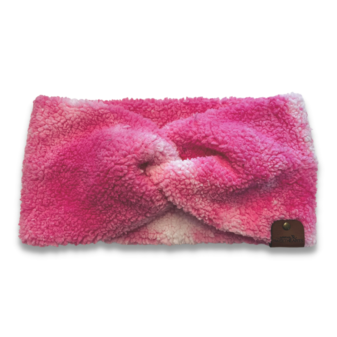 Pink Tie Dye Sherpa Headband  Sewing Sweethearts   