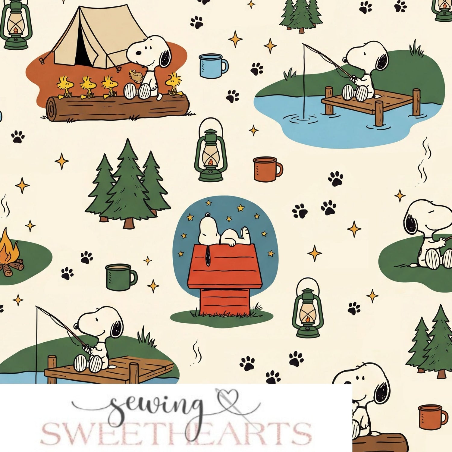 Camping Peanuts Dog Minky Blanket PREORDER (~4 weeks before shipping) Sewing Sweethearts