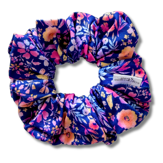 Pink & Navy Meadow Scrunchie Sewing Sweethearts