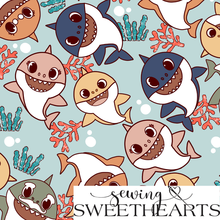 Sharks Minky Blanket PREORDER (~4 weeks before shipping)  Sewing Sweethearts   