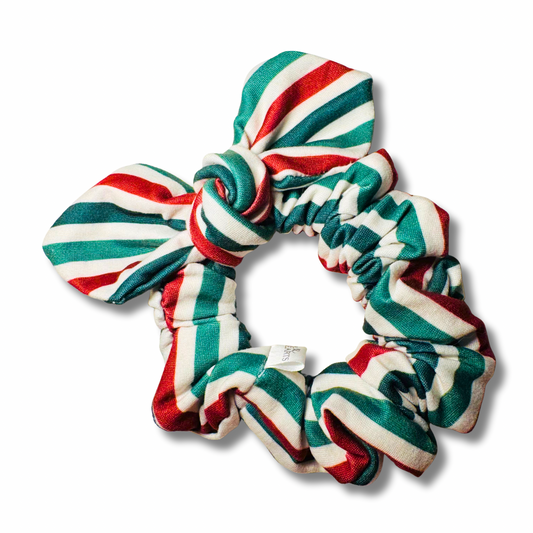 Yuletide Stripes Bow Scrunchie
