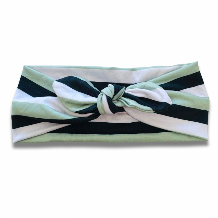 Sage Stripes Sweetheart Headband (or removable tie option) Sewing Sweethearts Sweetheart with Removable Tie