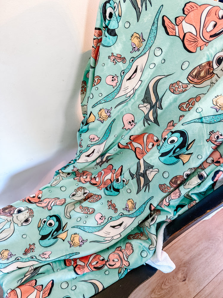 Lost Fish Minky Blanket PREORDER (~4 weeks before shipping) Sewing Sweethearts