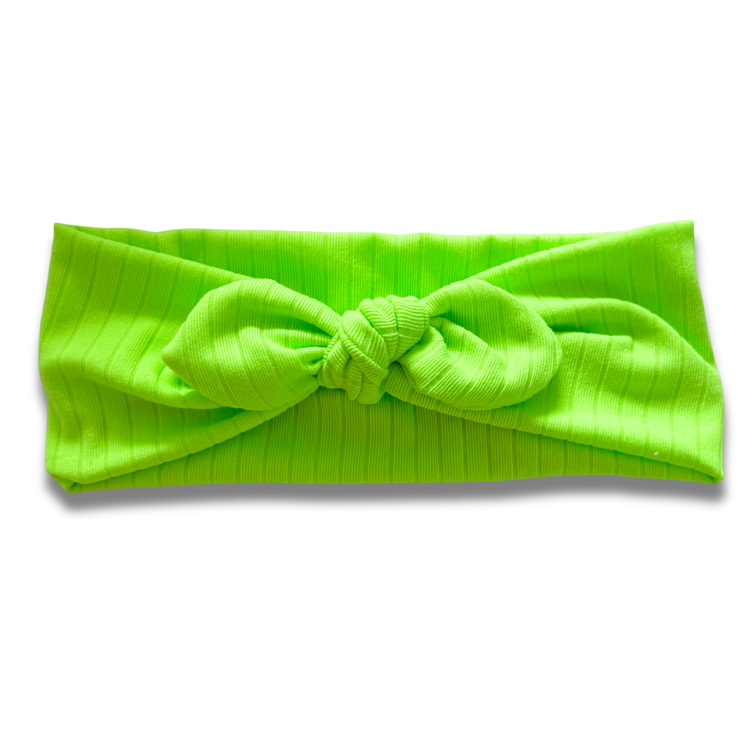 Neon Green Ribbed Sweetheart Headband (or removable tie option) Sewing Sweethearts Sweetheart with Removable Tie