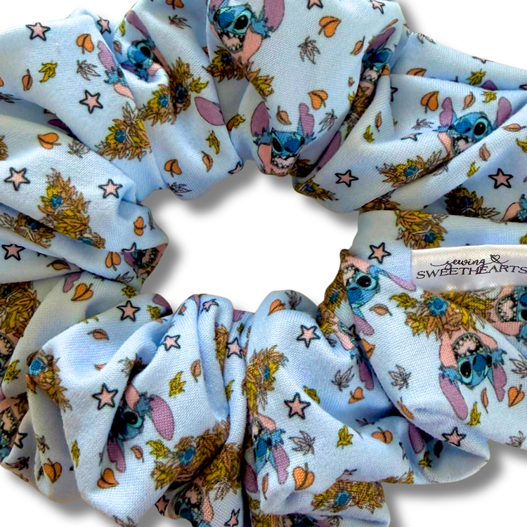 Blue Alien Fall Scrunchie Sewing Sweethearts