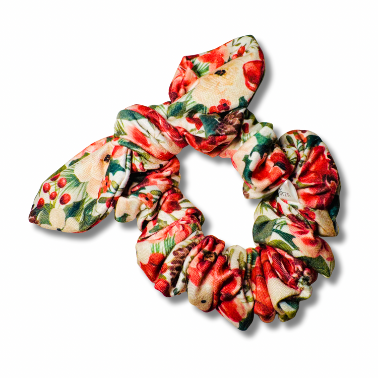 Christmas Peony Bow Scrunchie