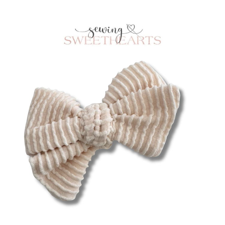 Cream Wavy Ribbed Bow Sewing Sweethearts