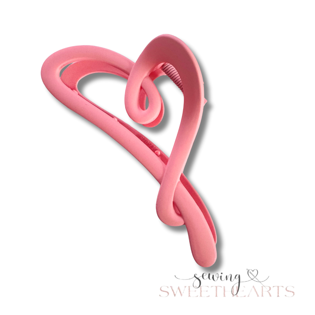 Large Heart Claw Clip Sewing Sweethearts Pink