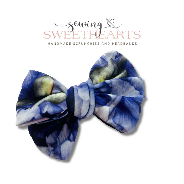 Blue Peonies Bow  Sewing Sweethearts   
