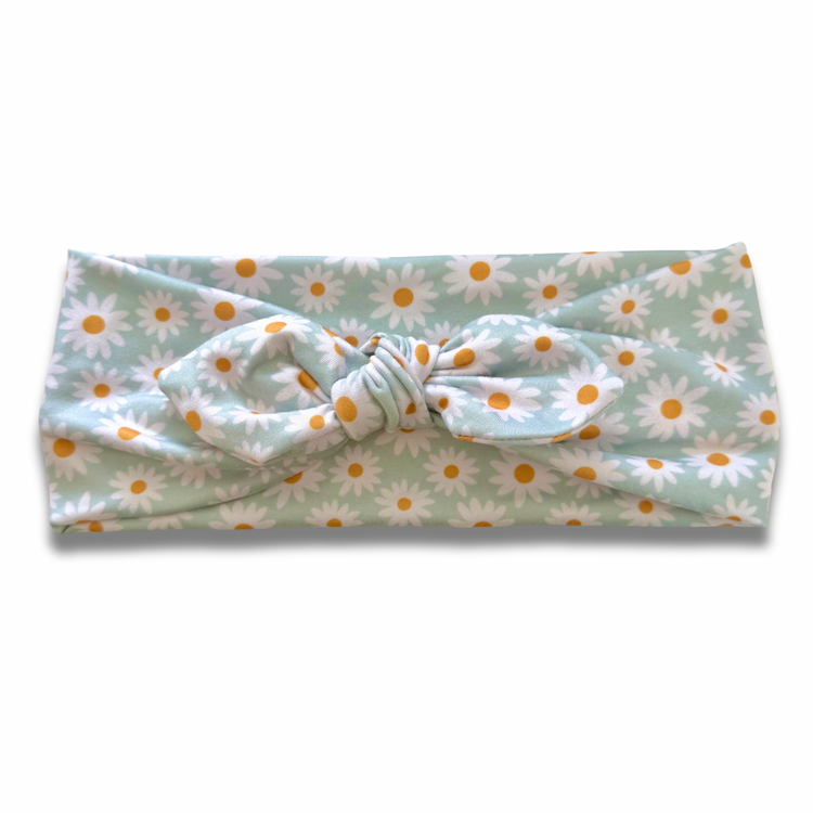 Blue Daisies Sweetheart Headband (or removable tie option) Sewing Sweethearts Sweetheart with Removable Tie