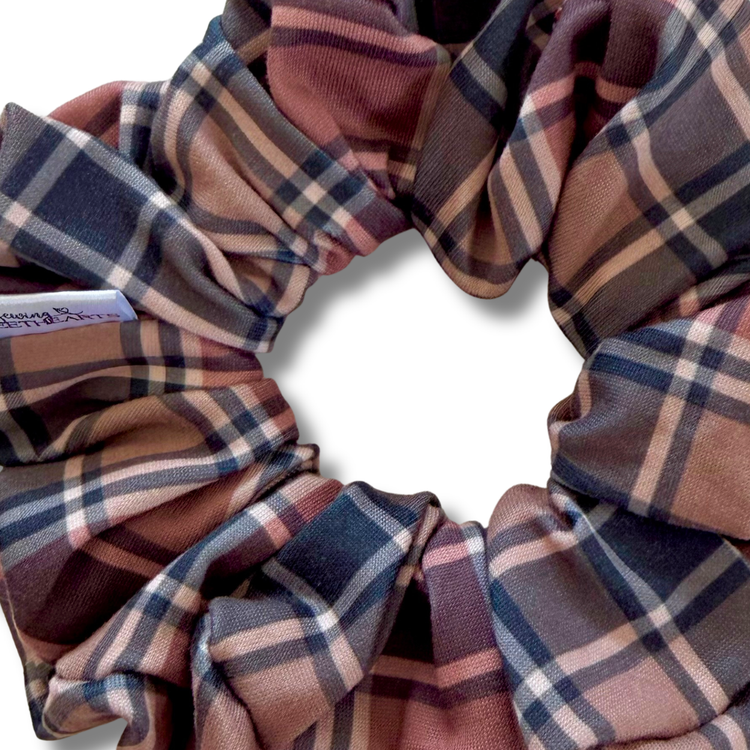 Mocha Plaid Scrunchie Sewing Sweethearts