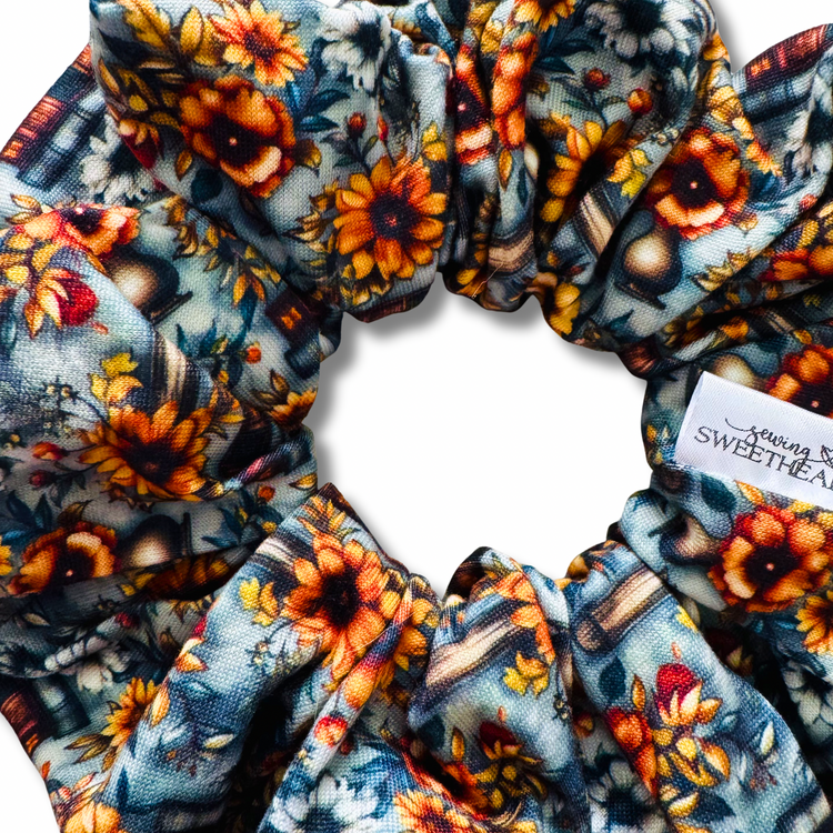 Books & Sunflowers Scrunchie Sewing Sweethearts