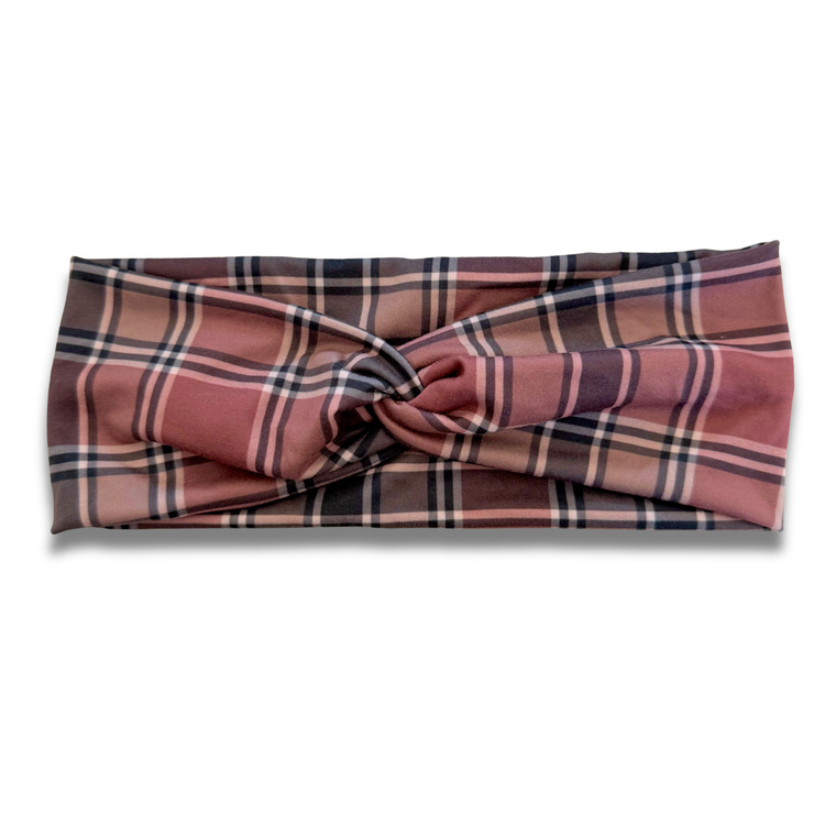 Mocha Plaid Sweetheart Headband (or removable tie option) Sewing Sweethearts Sweetheart