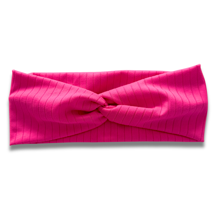 Neon Pink Ribbed Sweetheart Headband (or removable tie option) Sewing Sweethearts Sweetheart
