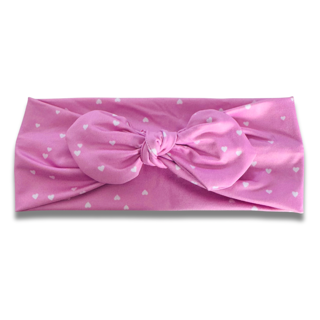 Pink Hearts Sweetheart Headband (or removable tie option) Sewing Sweethearts Sweetheart with Removable Tie