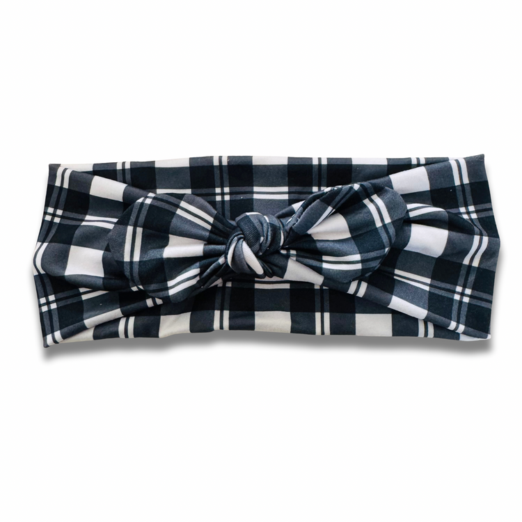 Black, White, and Cozy Sweetheart Headband (or removable tie option)