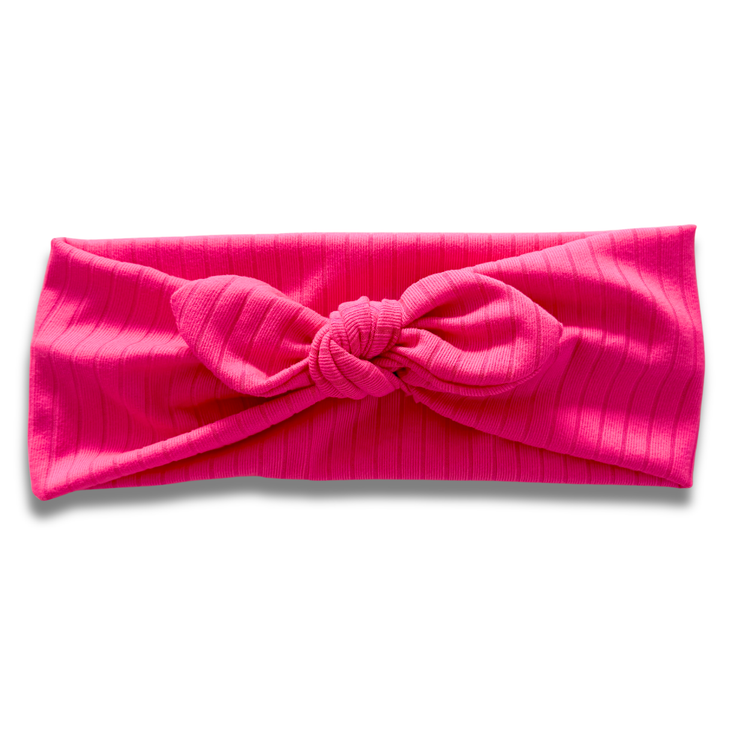 Neon Pink Ribbed Sweetheart Headband (or removable tie option) Sewing Sweethearts Sweetheart with Removable Tie