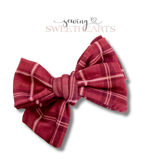 Redwood Plaid Bow Sewing Sweethearts