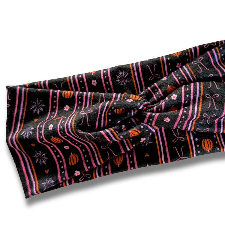 Halloween Stripes Sweetheart Headband (or removable tie option) Sewing Sweethearts