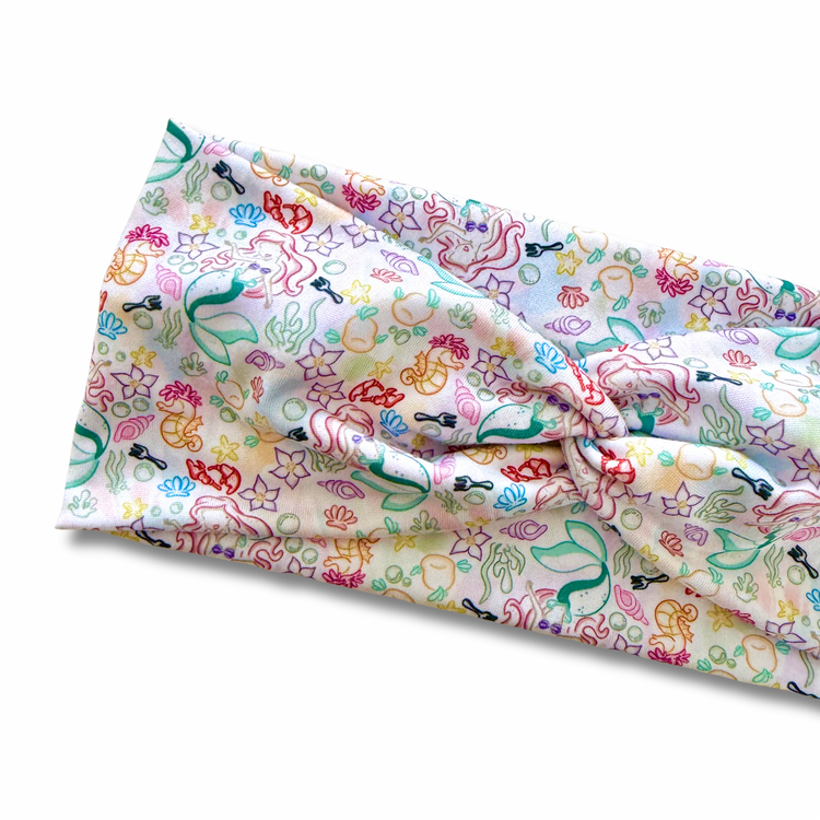 Mermaid Princess Outline Sweetheart Headband (or removable tie option) Sewing Sweethearts