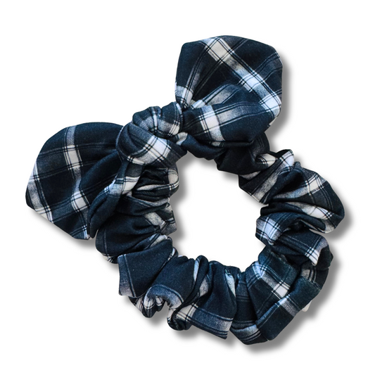 Black Plaid Bow Scrunchie Sewing Sweethearts