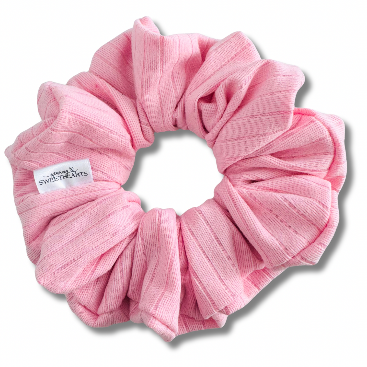 Pink Ribbed Scrunchie Sewing Sweethearts