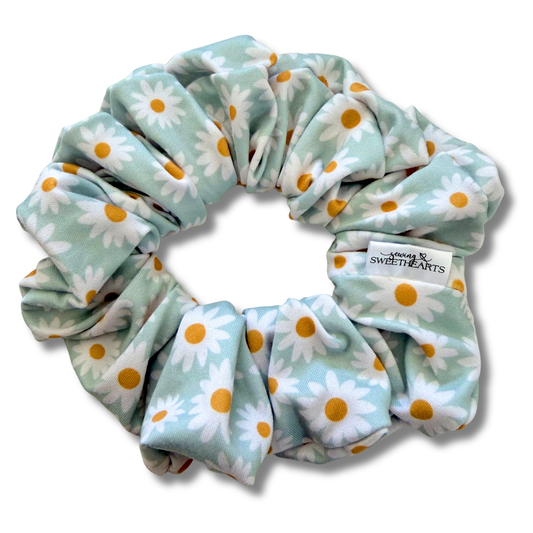 Blue Daisies Scrunchie Sewing Sweethearts