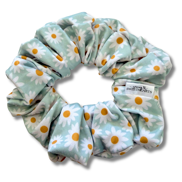 Blue Daisies Scrunchie Sewing Sweethearts