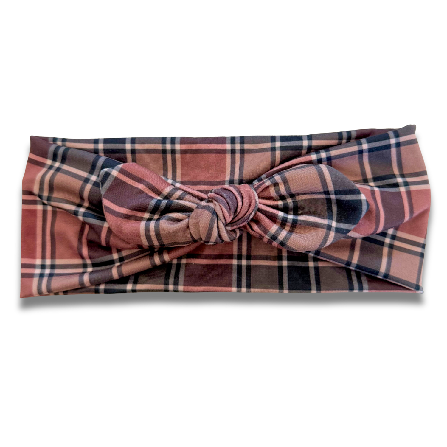 Mocha Plaid Sweetheart Headband (or removable tie option) Sewing Sweethearts Sweetheart with Removable Tie