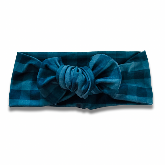 Teal Plaid Sweetie Headband Sewing Sweethearts