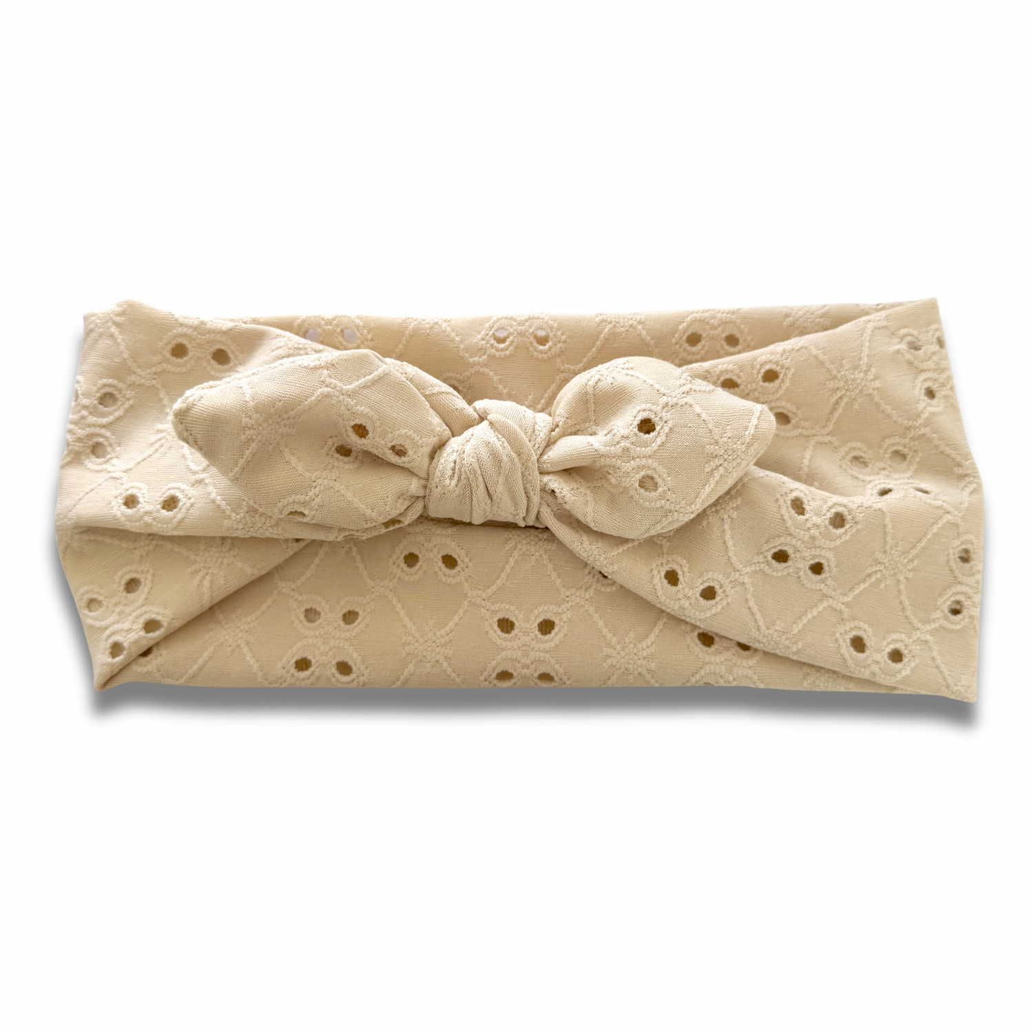 Beige Eyelet Sweetheart Headband (or removable tie option) Sewing Sweethearts Sweetheart with Removable Tie