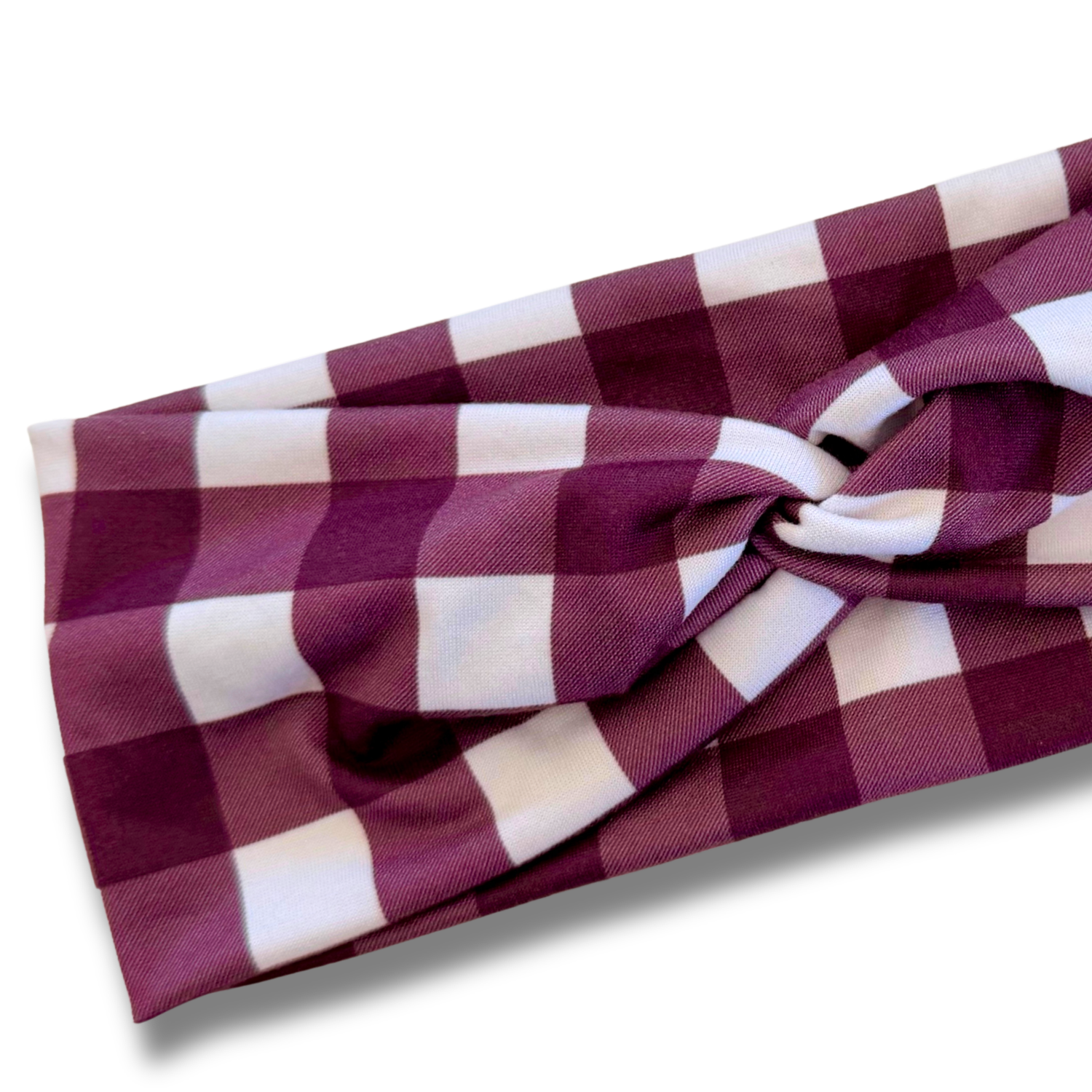 Maroon Plaid Sweetheart Headband (or removable tie option) Sewing Sweethearts