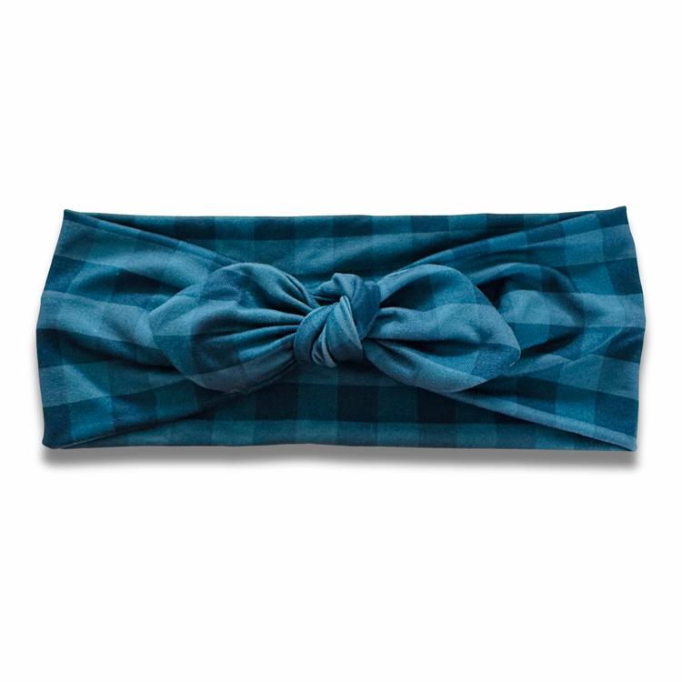 Teal Plaid Sweetheart Headband (or removable tie option) Sewing Sweethearts Sweetheart with Removable Tie