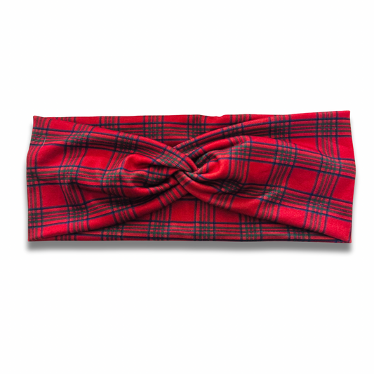 Red Plaid Sweetheart Headband (or removable tie option)
