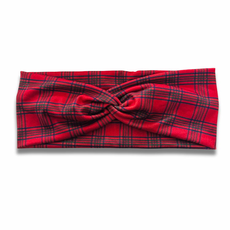 Red Plaid Sweetheart Headband (or removable tie option)