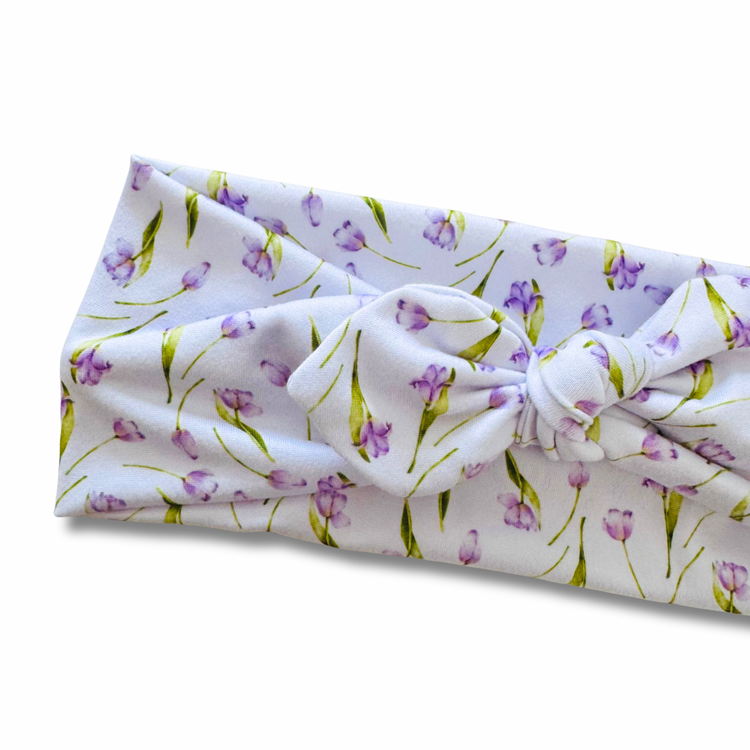 Violet Tulips Sweetheart Headband (or removable tie option) Sewing Sweethearts