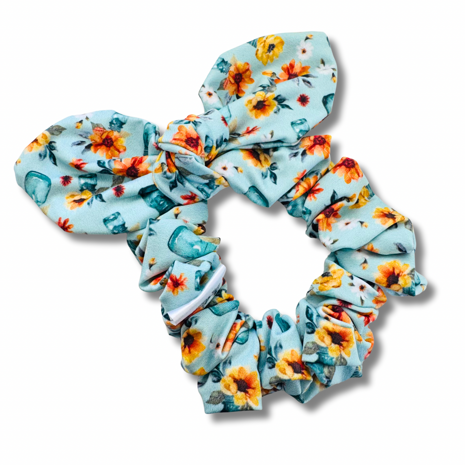 Sunflower Mason Jars Bow Scrunchie Sewing Sweethearts