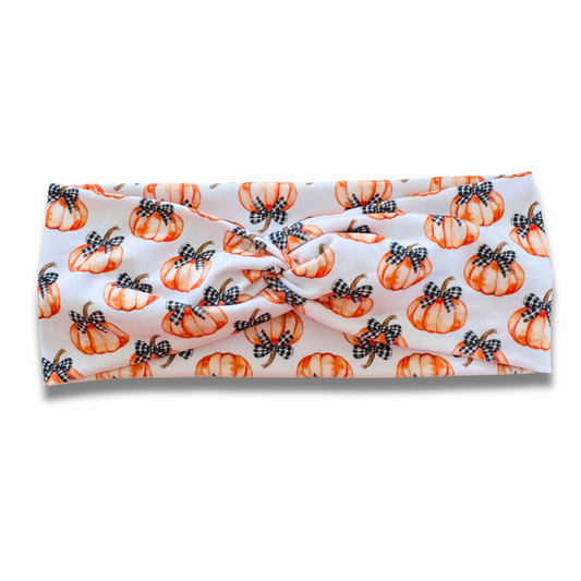 Pumpkin Bows Sweetheart Headband (or removable tie option) Sewing Sweethearts Sweetheart
