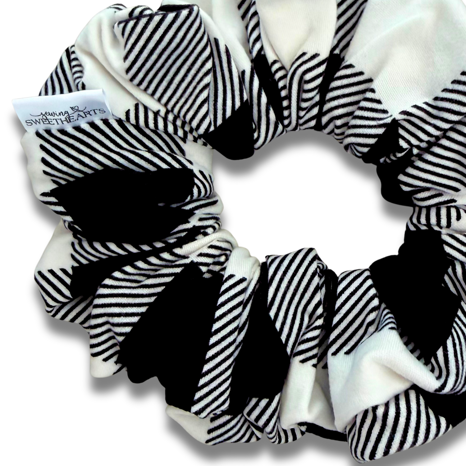 White Buffalo Plaid Scrunchie Sewing Sweethearts