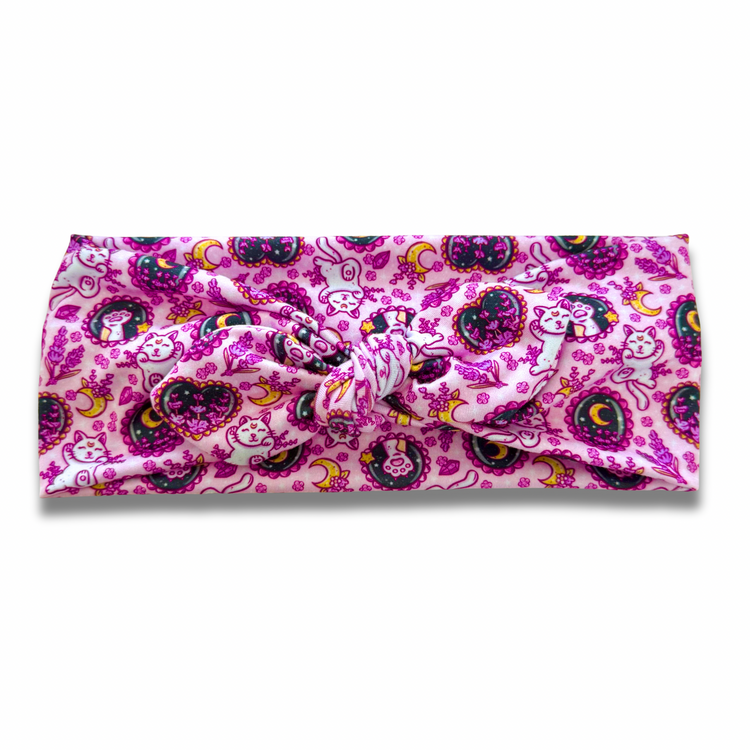 Celestial Cats Sweetheart Headband (or removable tie option) Sewing Sweethearts Sweetheart with Removable Tie