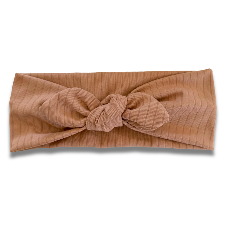 Caramel Ribbed Sweetheart Headband (or removable tie option) Sewing Sweethearts Sweetheart with Removable Tie