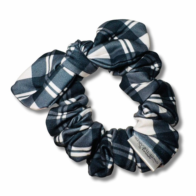 Black, White, and Cozy Bow Scrunchie