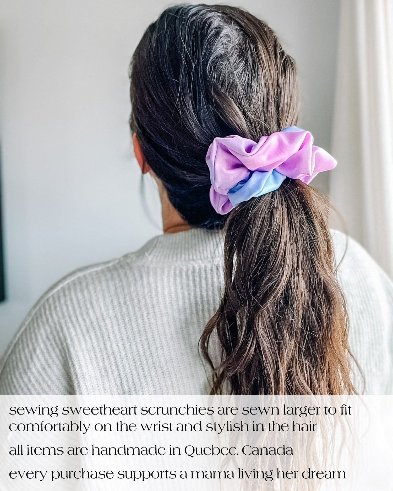 Minty Blue Satin Scrunchie Sewing Sweethearts