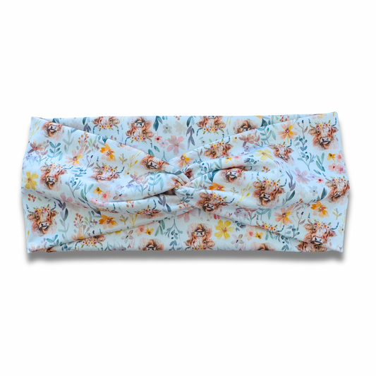 Highland Cows Sweetheart Headband (or removable tie option) Sewing Sweethearts Sweetheart