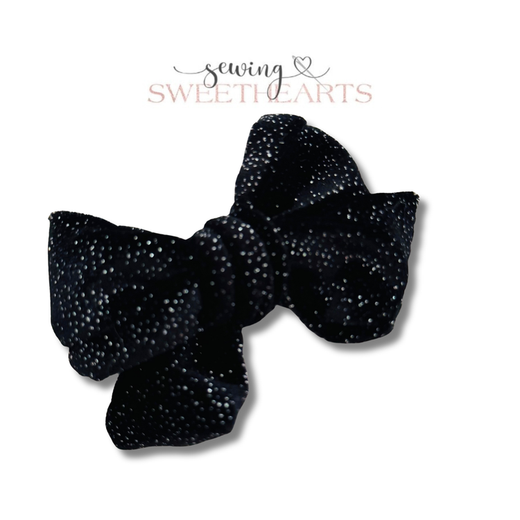 Black Glitter Velvet Bow Sewing Sweethearts