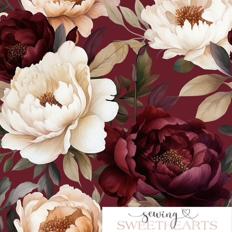 Burgundy Peony Minky Blanket PREORDER (~4 weeks before shipping)