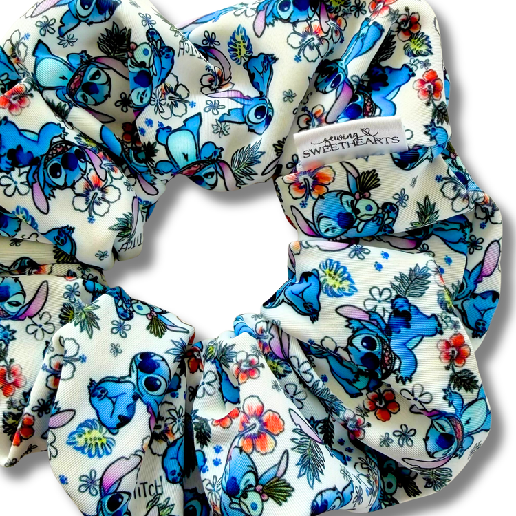Blue Alien Summer Swim Scrunchie Sewing Sweethearts