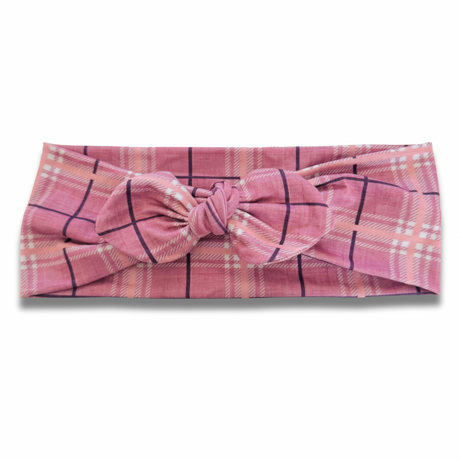 Dusty Rose Plaid Sweetheart Headband (or removable tie option) Sewing Sweethearts Sweetheart with Removable Tie