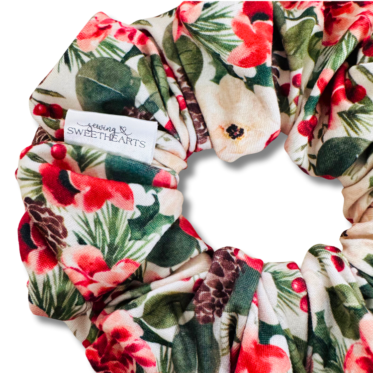 Christmas Peony Scrunchie