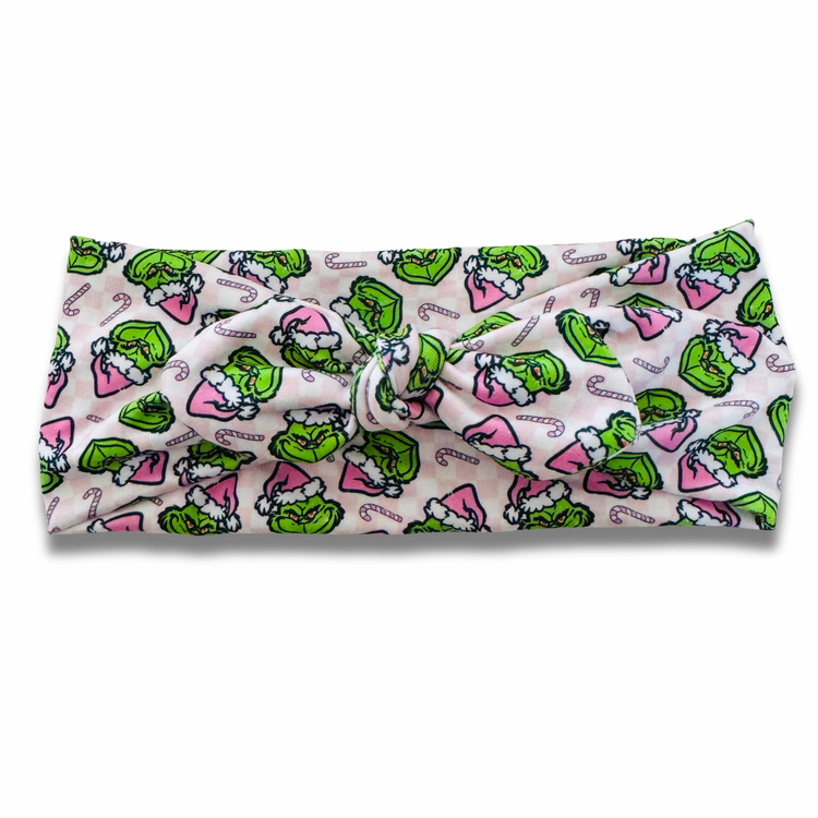 Grinchy Greetings Sweetheart Headband (or removable tie option)